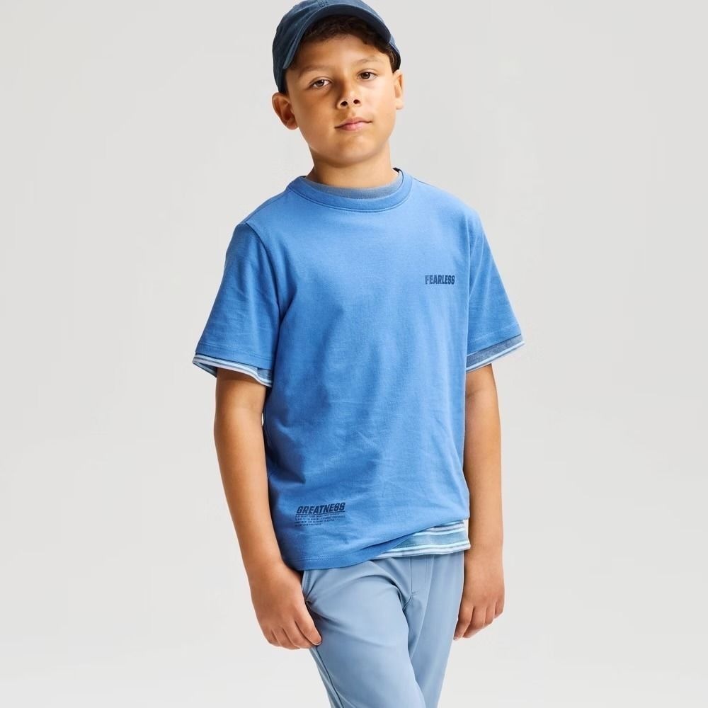 Cat & Jack Boys Blue Fearless Greatness Graphic T-Shirt Size S 6/7 NWT